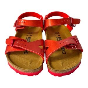Birkenstock Rio Kids Sandals - Soft Metallic Red - Size 26 (US 8-8.5 Toddler)